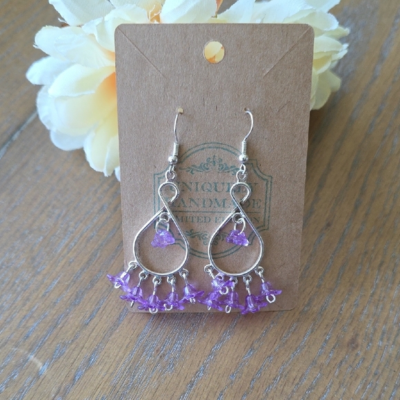 Silver and Purple Handmade Earrings - Picture 1 of 1